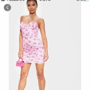 Floral pink fitted dress from PLT! NEW💕